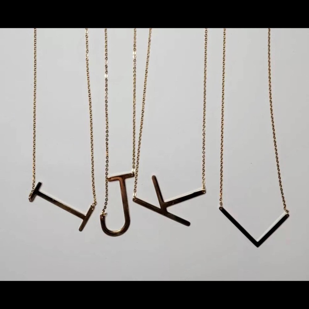 Gold Initial Pendant Necklace Letter A-Z - Picture 7 of 9